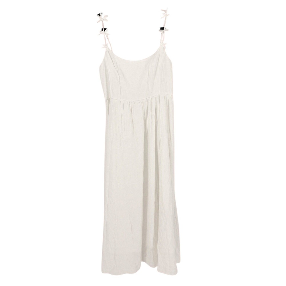 White Corset Dirndl Coquette Smocked Bow Midi Dress Rush Dainty Feminine Pure